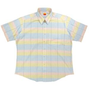 Career Club Vintage 80s Short Sleeve Shirt Mens XL Pastel Striped New